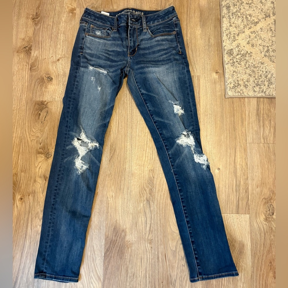 Dark Blue Distressed Women's Jeans
